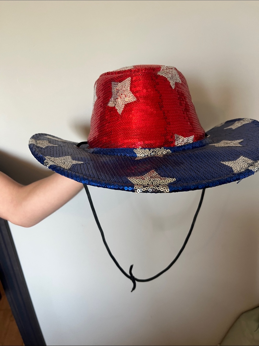 4th of July cowboy hat with sequins.
